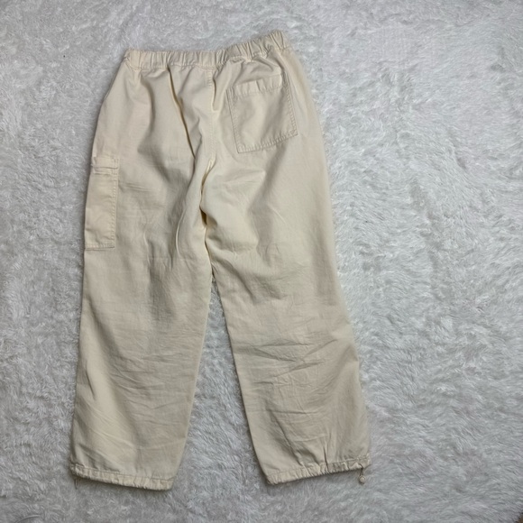 Madewell Cream Cotton Utility Cargo Pants Elastic Waist Women’s Medium - Picture 9 of 11